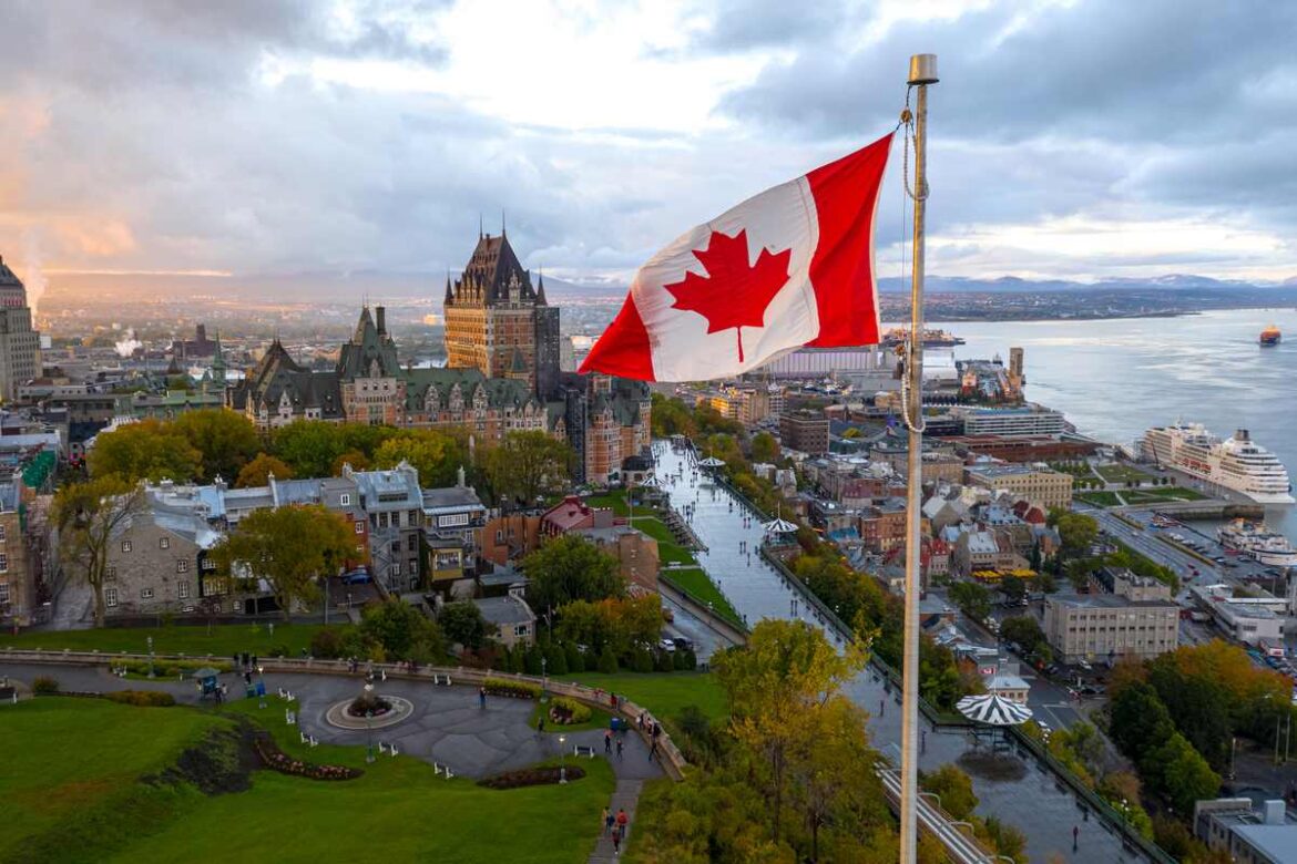 Vista aérea da cidade de Quebec, Canadá