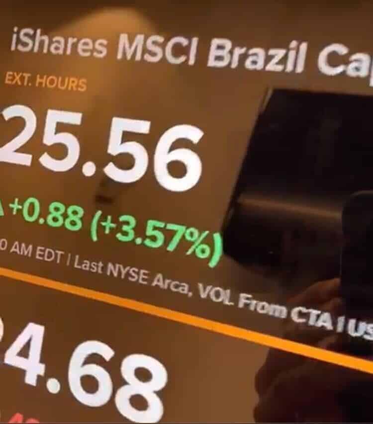 bolsa brasileira nos Estados Unidos está com alta de 3,5%