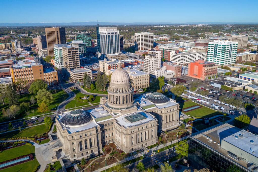 Prédios, estabelecimentos comerciais e ruas de Boise, em Idaho