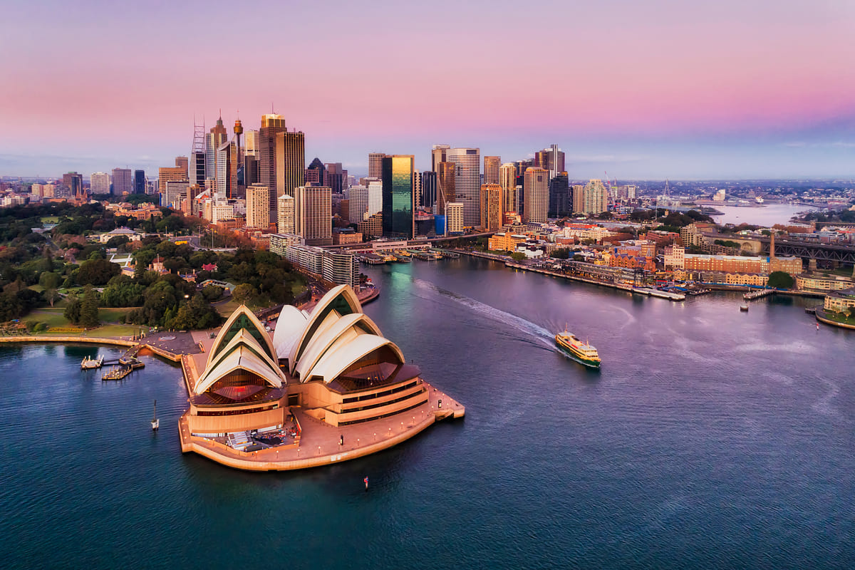 Imagem central de uma das maiores cidades da Austrália.